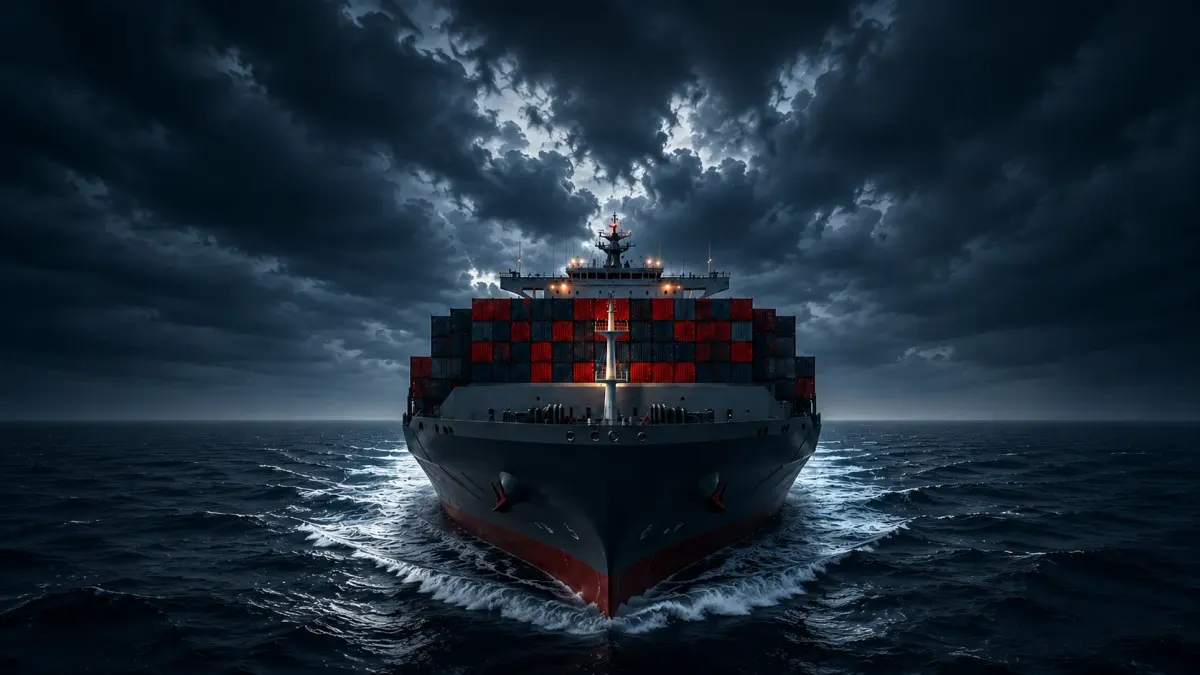 Navio cargueiro em operação portuária